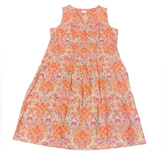 J.Jill Love Linen Paisley Print Sleeveless A-Line Dress Sz L Lightweight Midi - Picture 2 of 5